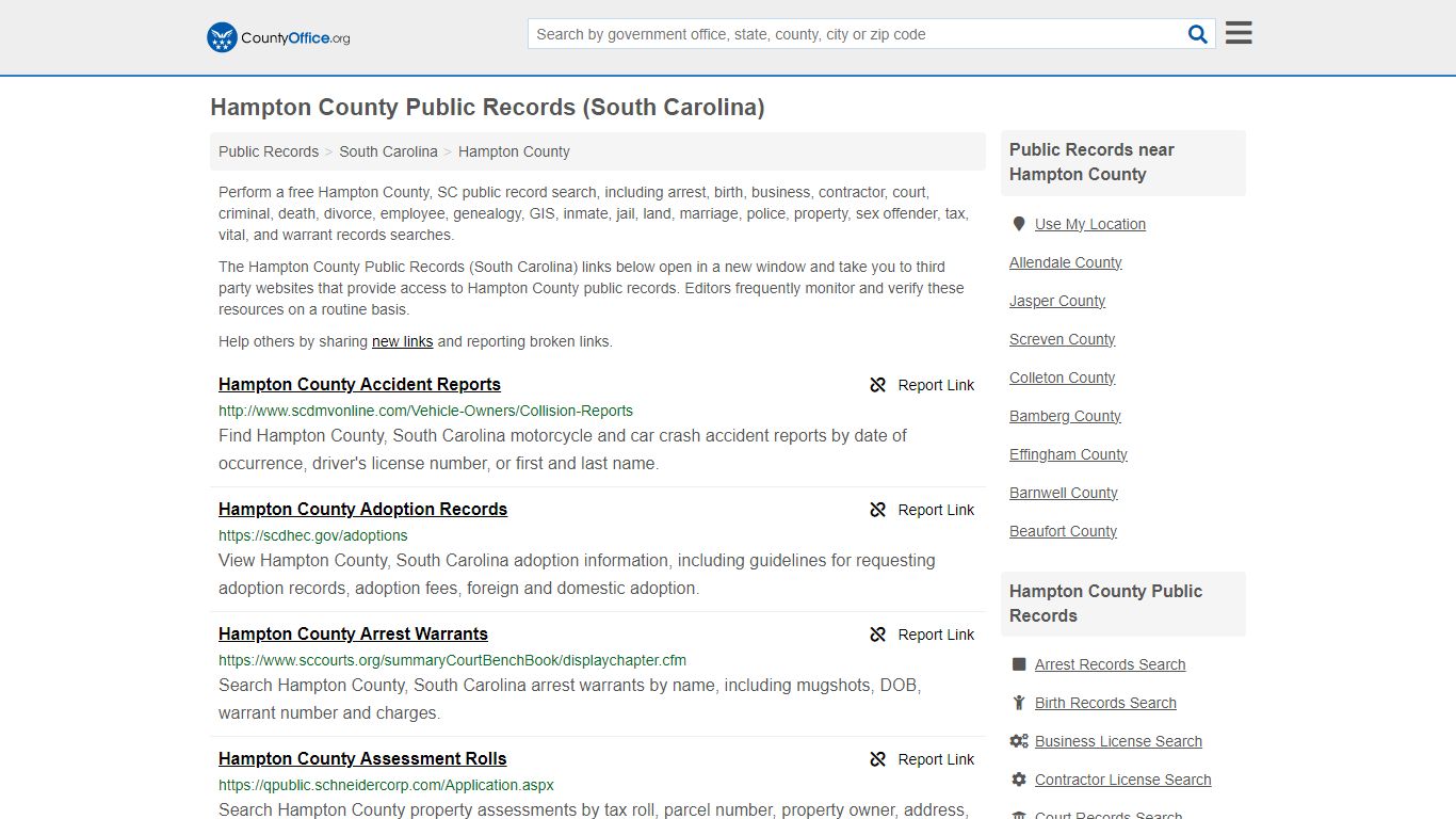 Public Records - Hampton County, SC (Business, Criminal, GIS, Property ...