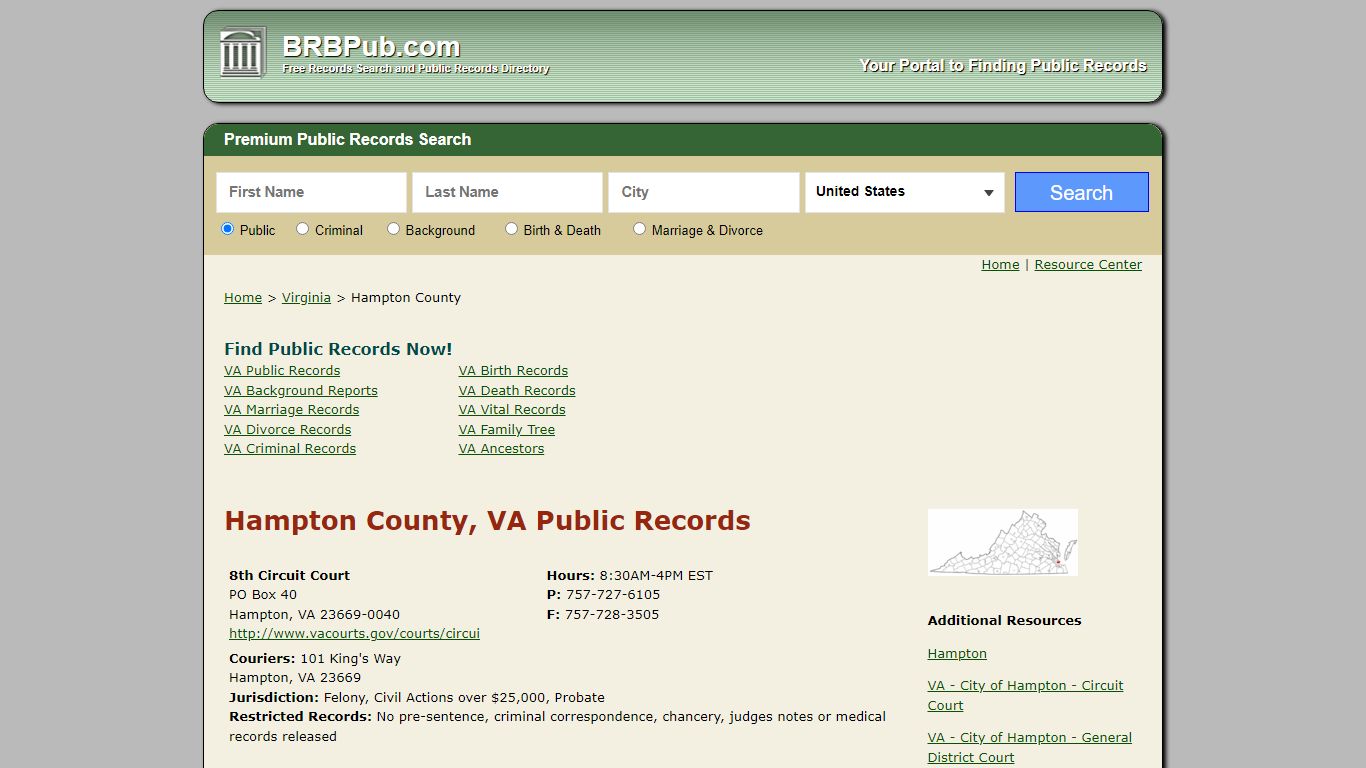 Hampton County Public Records | Search Virginia Government Databases